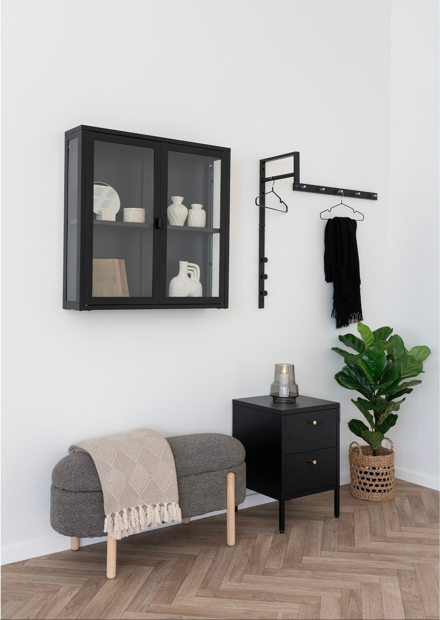 Lana – Plaid i taupe med geometrisk mønster