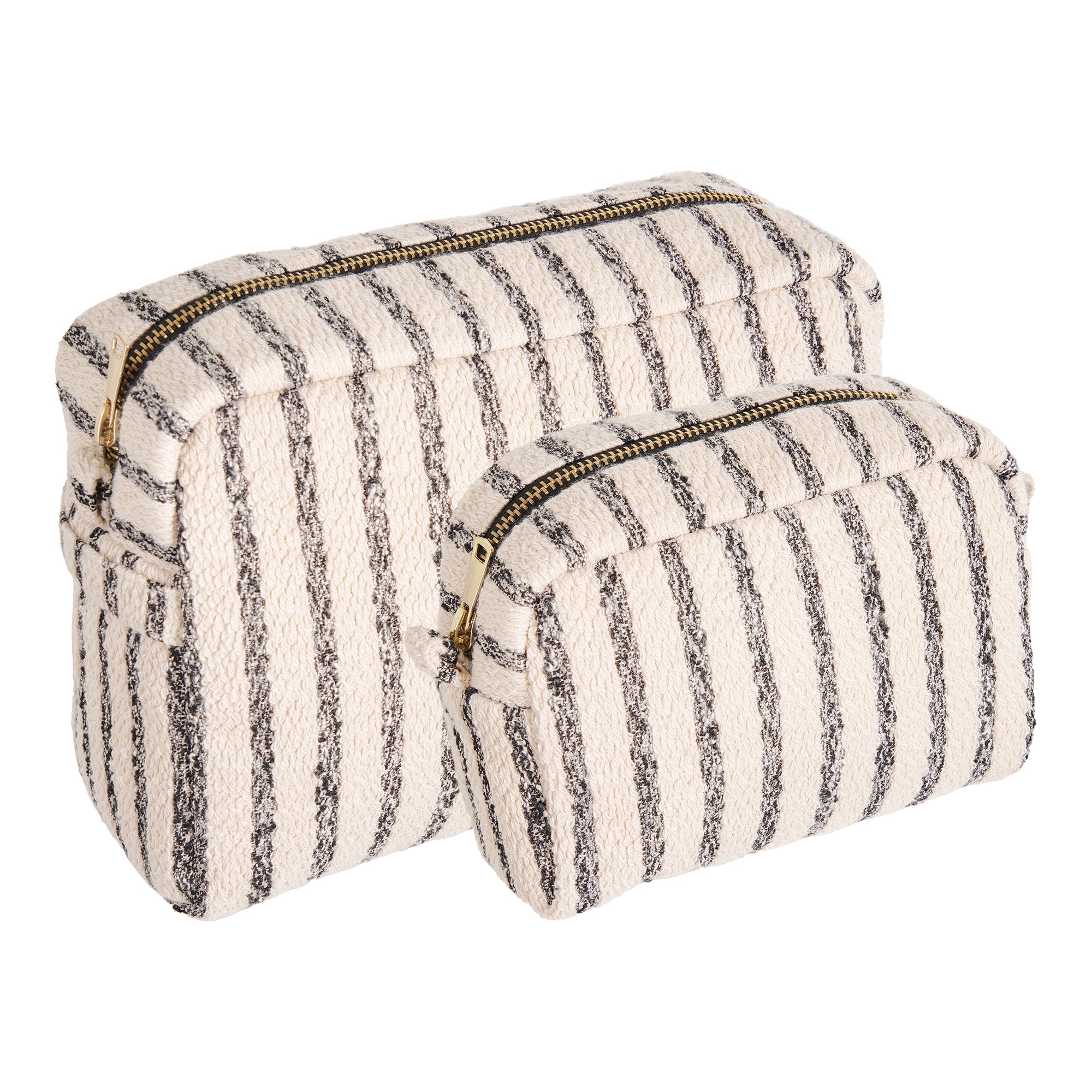 Pochette toilettasker på hvid baggrund fra siden af