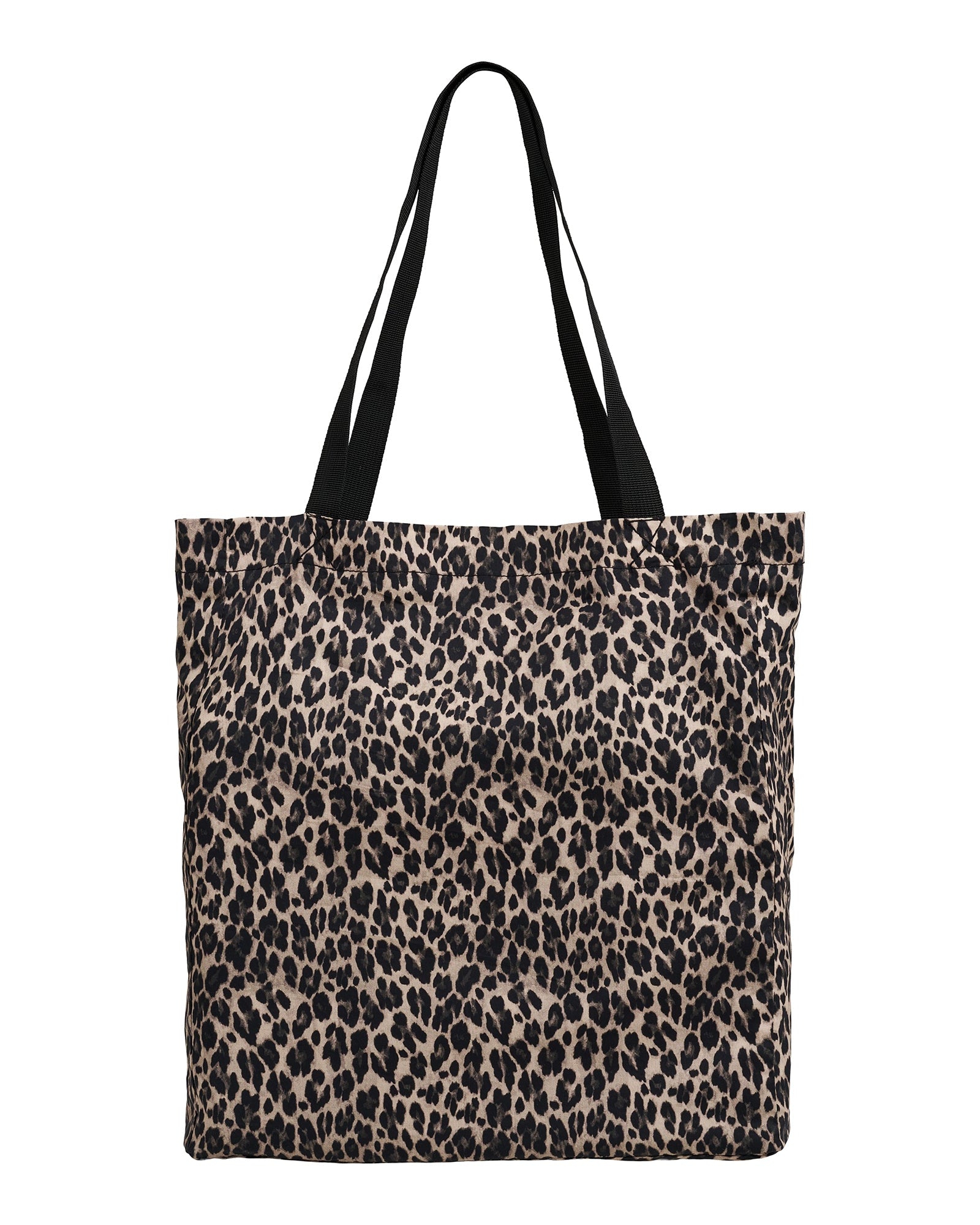 Mulepose med leopardprint og lange sorte stropper

