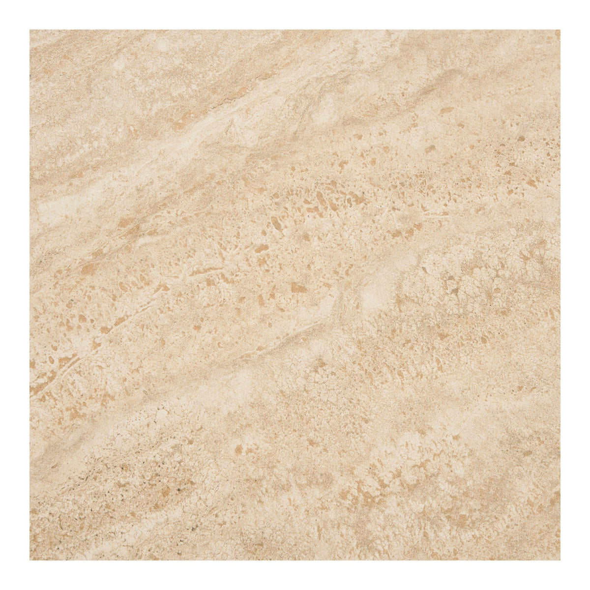 Nærbillede af Delphi-spisebordets keramiske overflade med beige stenstruktur i travertin-look.