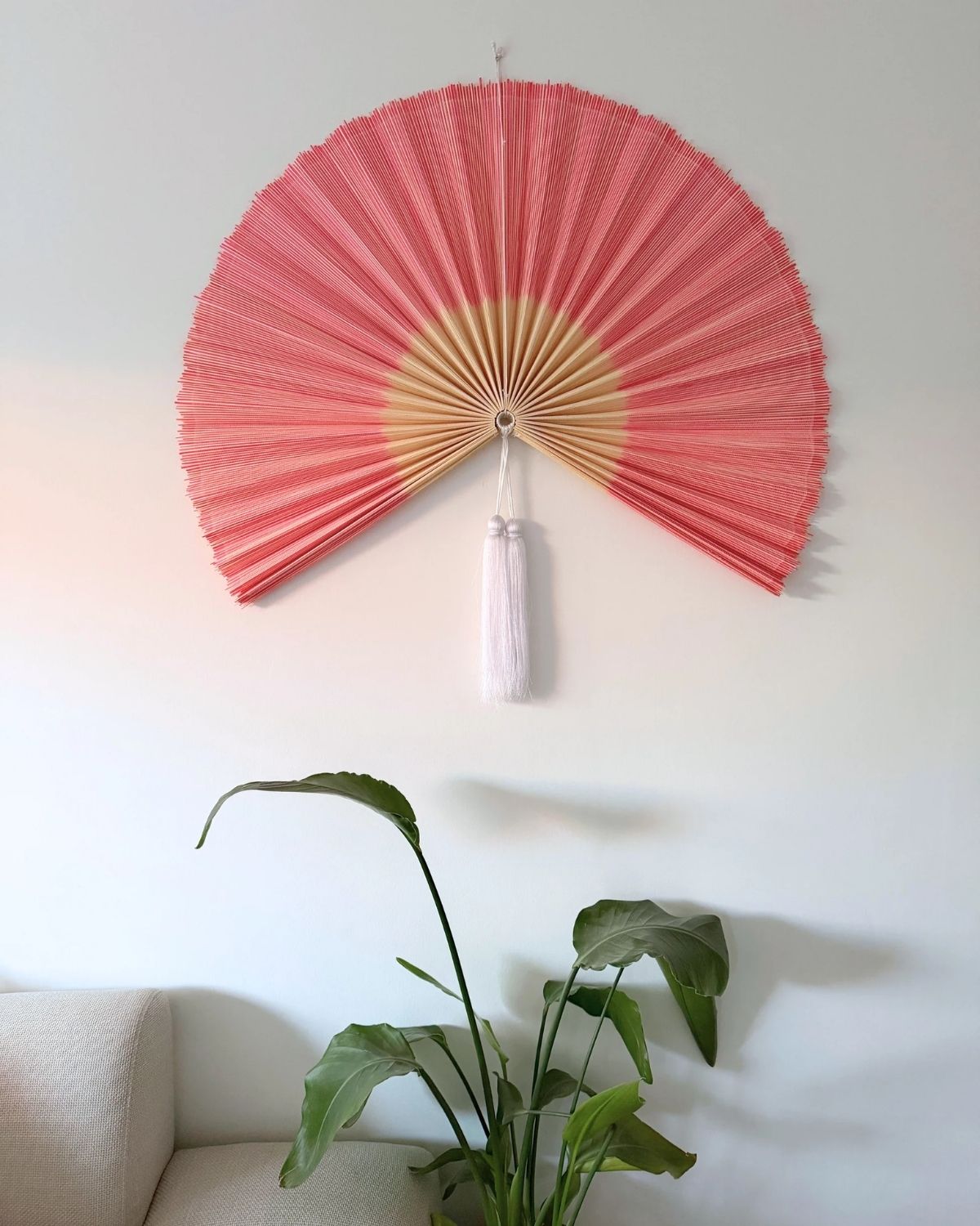 Saga Bambusvifte Rosa Hvid Kvast - Limited