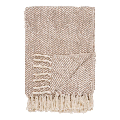 Lana – Plaid i taupe med geometrisk mønster