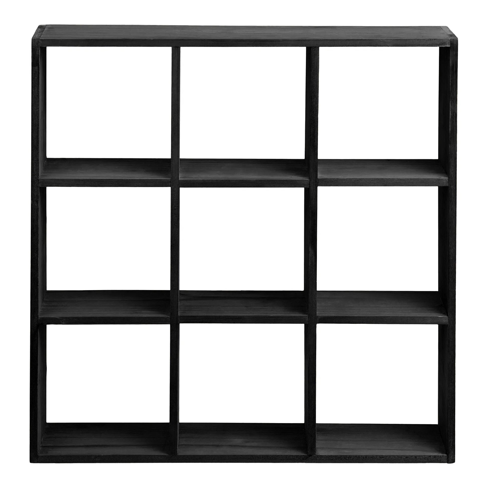 Sort væghylde med 9 åbne rum i minimalistisk design