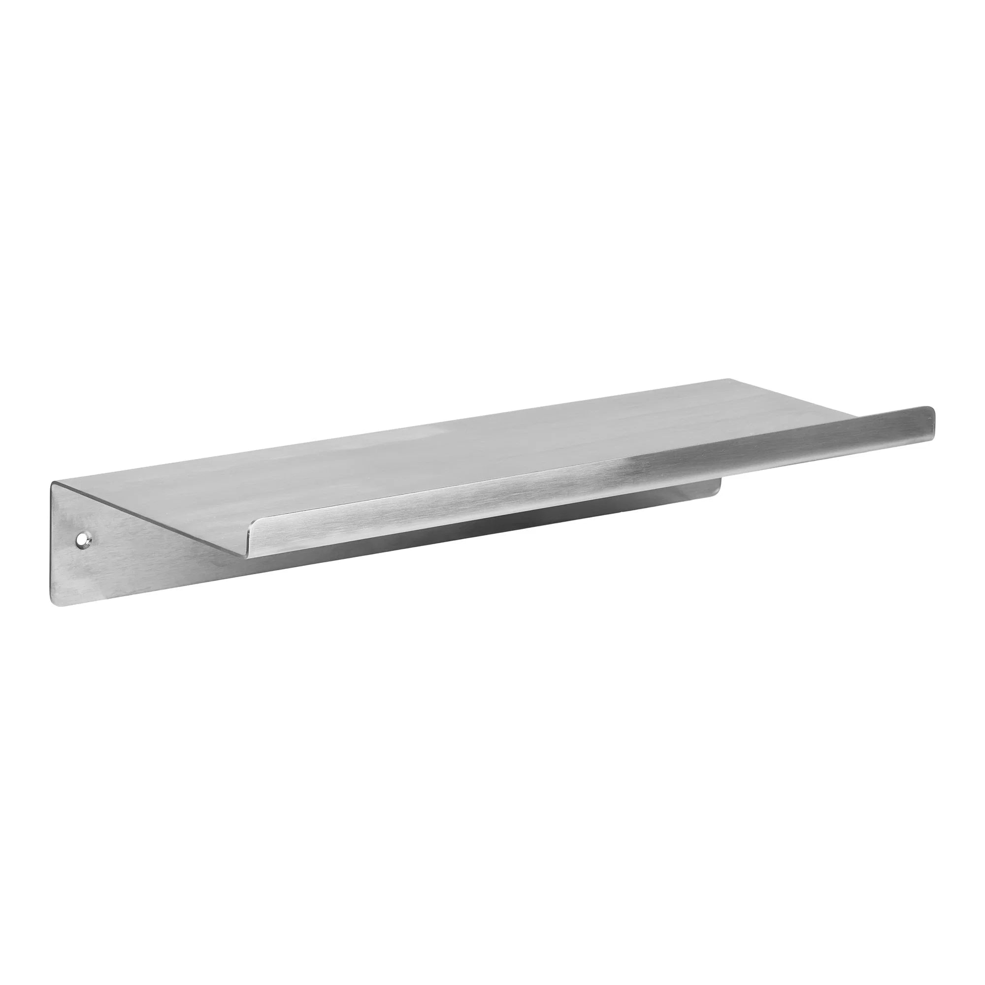 Væghængt hylde i rustfrit stål med minimalistisk nordisk design omvendt