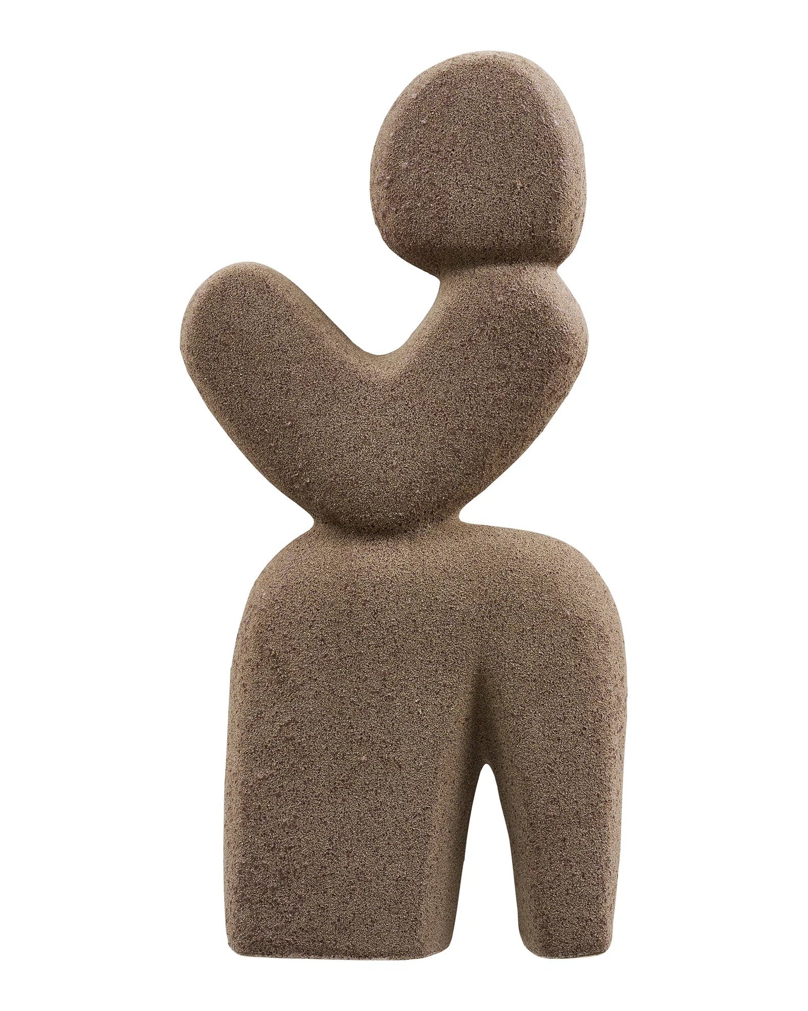 Brun skulptur med organisk form – moderne dekorationsfigur til hjemmet