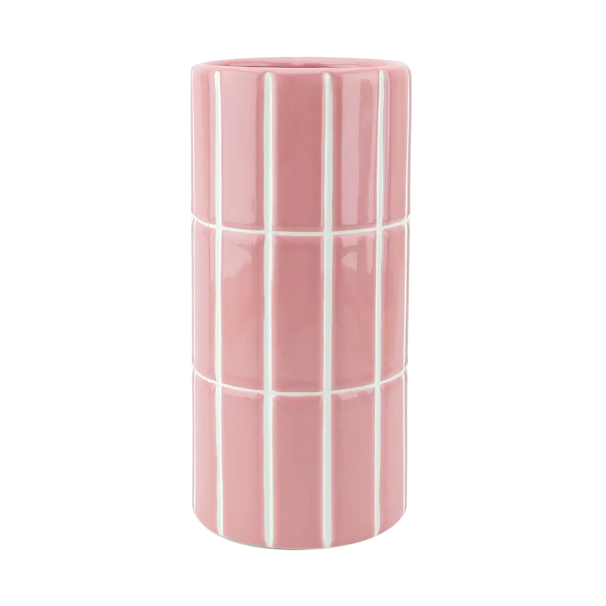 Liv flisevase i rosa på hvid baggrund