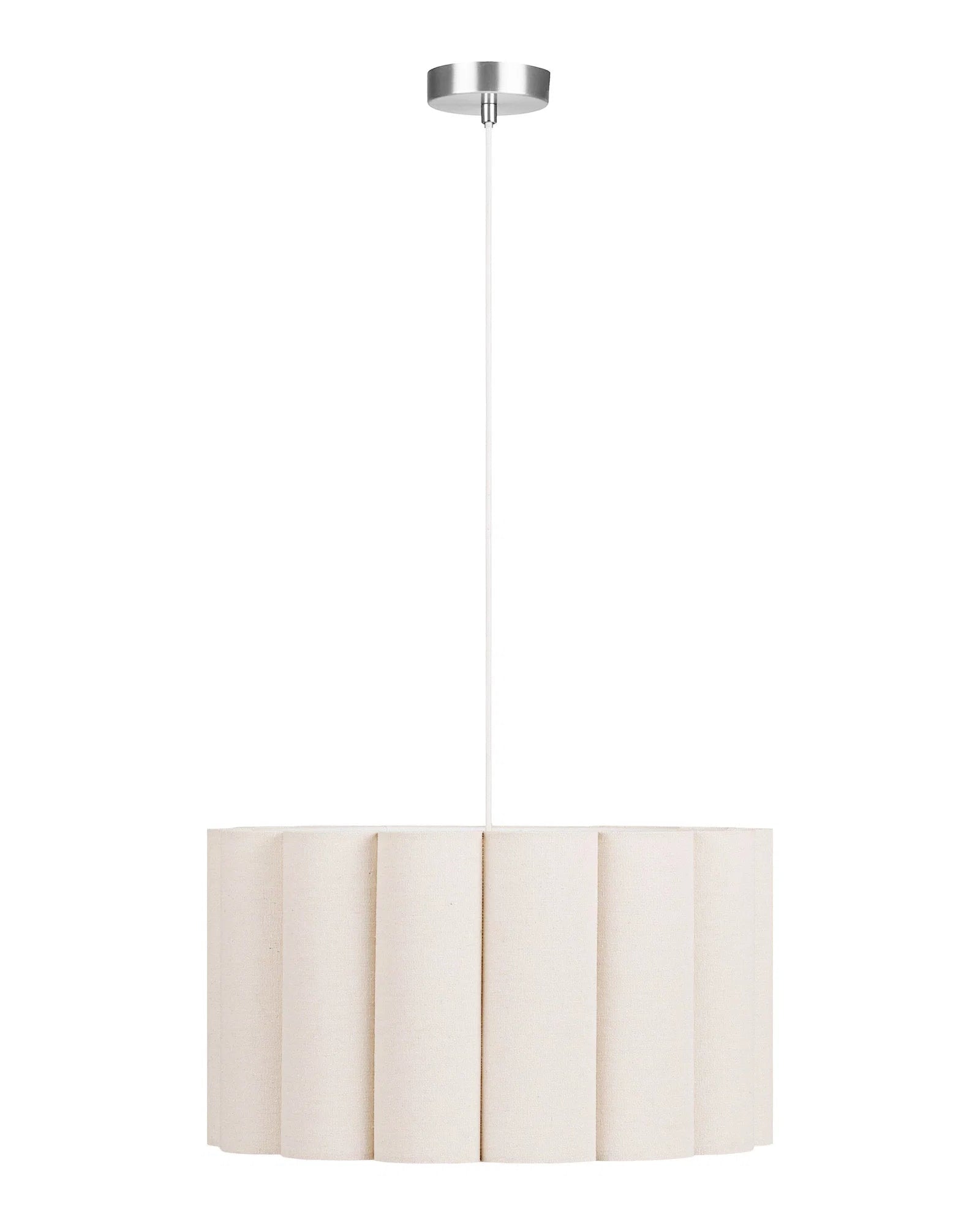 Beige pendellampe med plisseret stofskærm – moderne loftlampe i naturfarvet tekstil