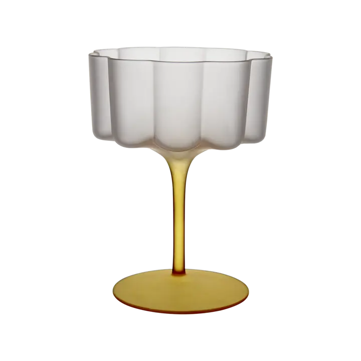 Lily glas i gul på hvid baggrund front