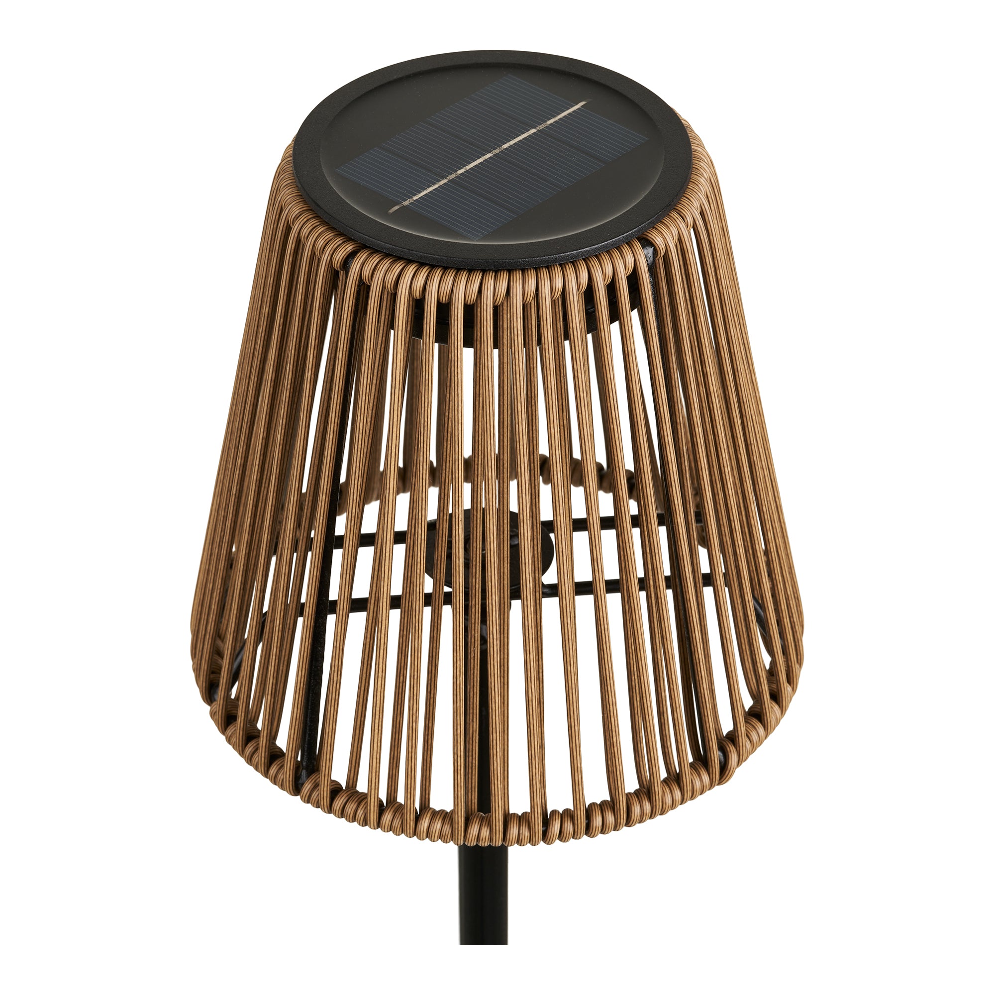 Detalje af Elora solcelle lampe i polyrattan med integreret solpanel