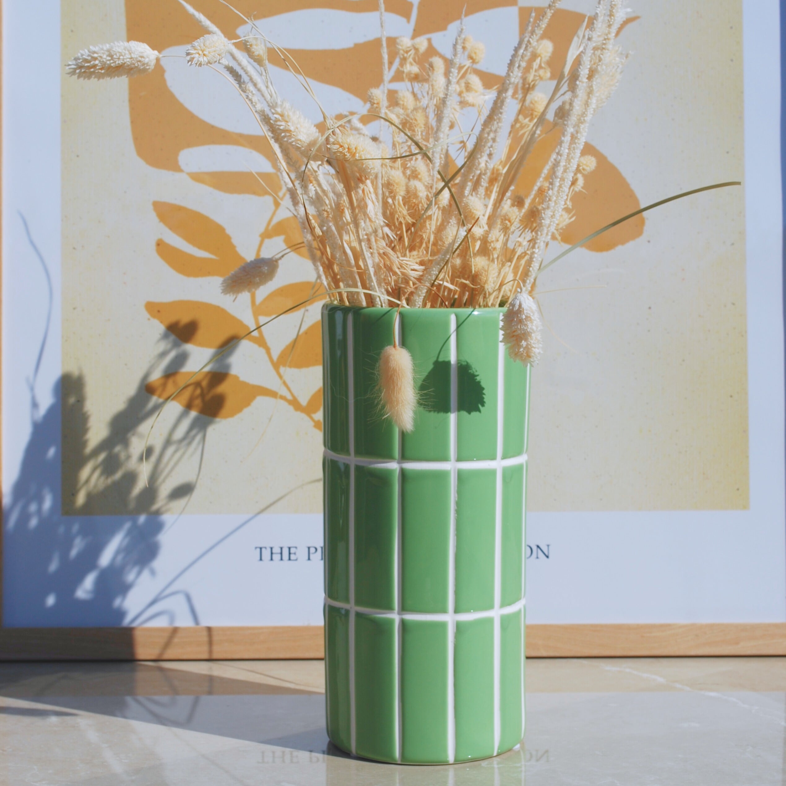 Liv – Keramisk Flisevase i Matchagrøn