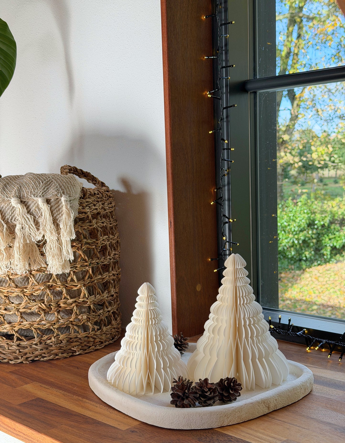 Dekorative juletræer hvid - Sæt med 2 stk