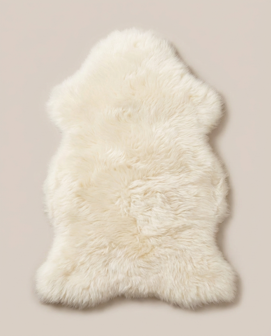 Ægte råhvidt lammeskind 50x85 cm med tæt og vamsset uld – Nilsson Living