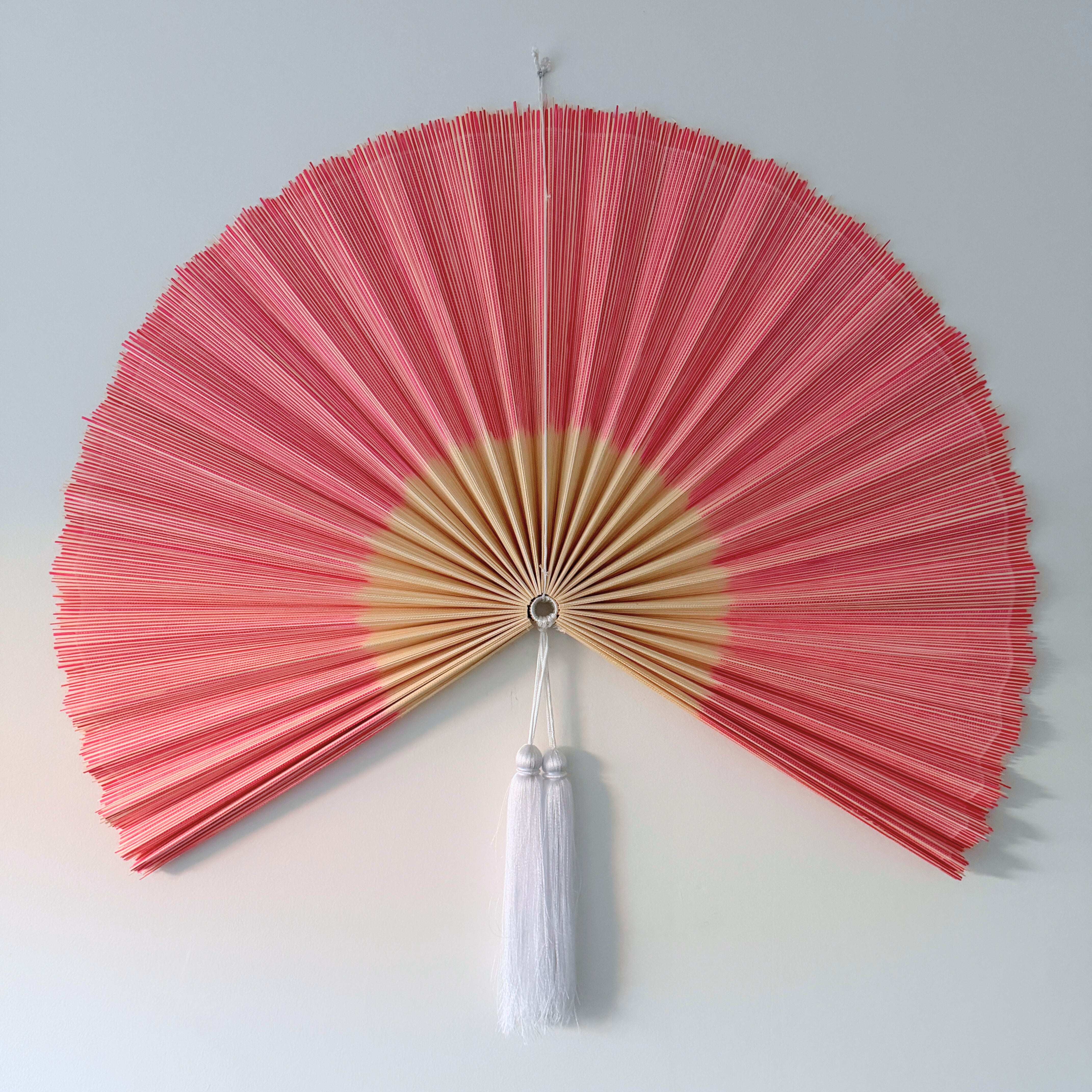 Saga Bambusvifte Rosa Hvid Kvast - Limited