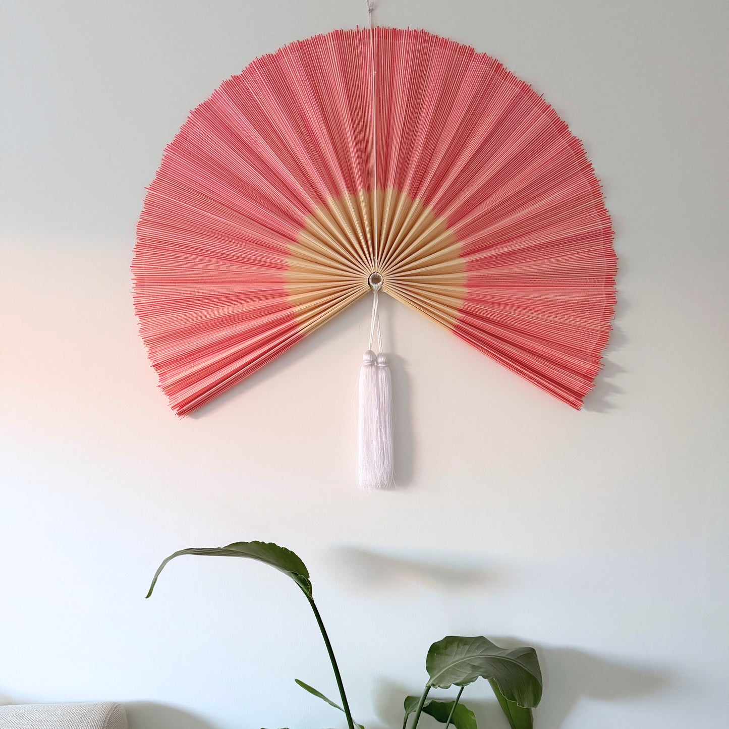 Saga Bambusvifte Rosa Hvid Kvast - Limited