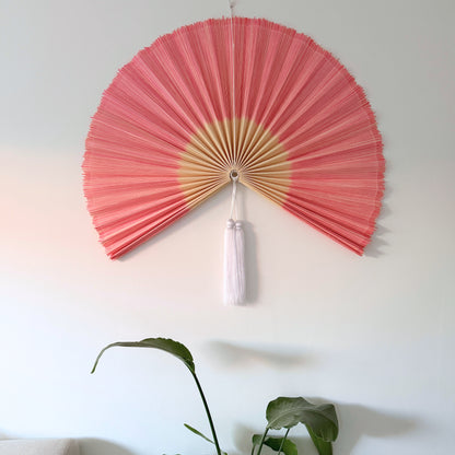 Saga Bambusvifte Rosa Hvid Kvast - Limited