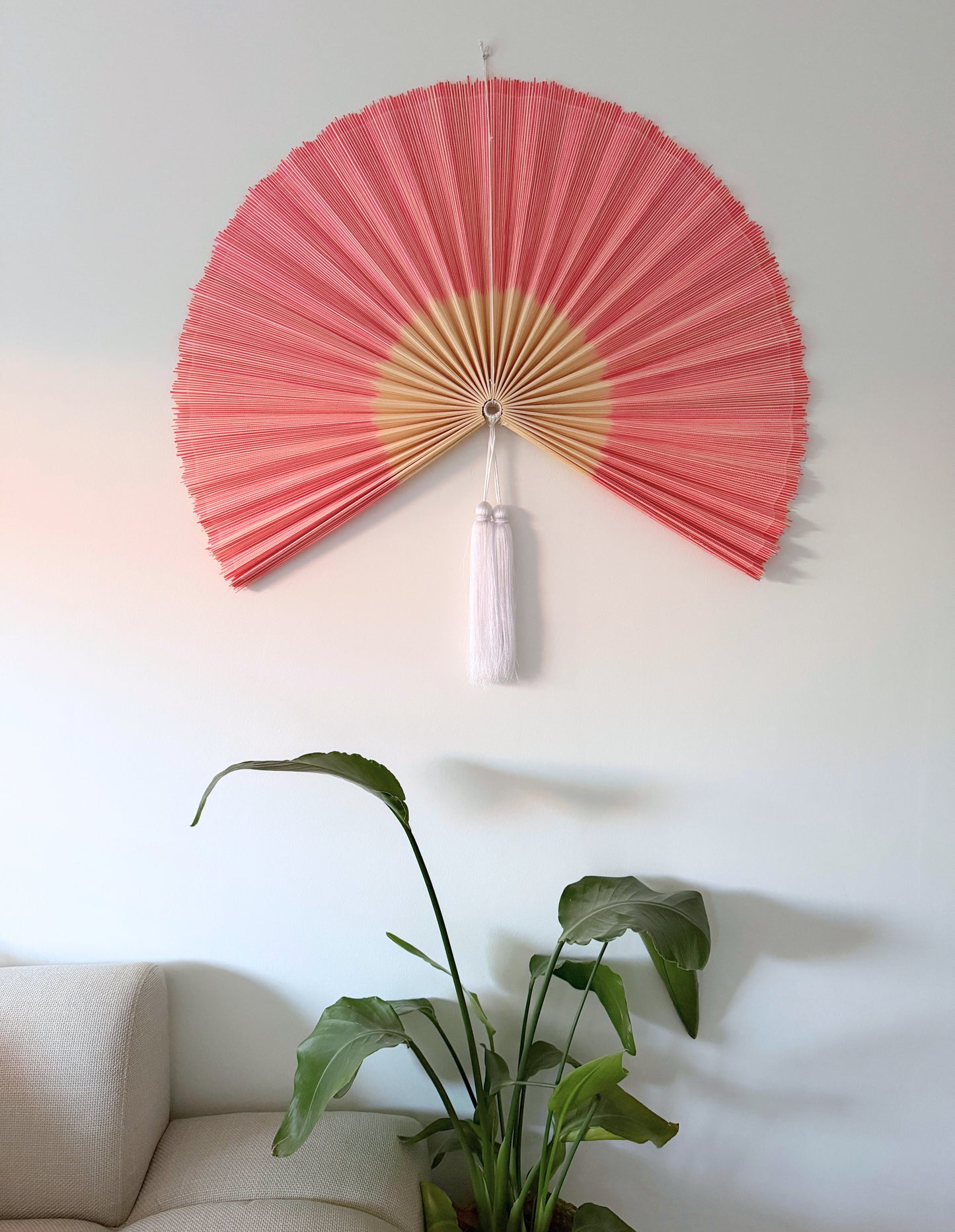 Saga Bambusvifte Rosa Hvid Kvast - Limited