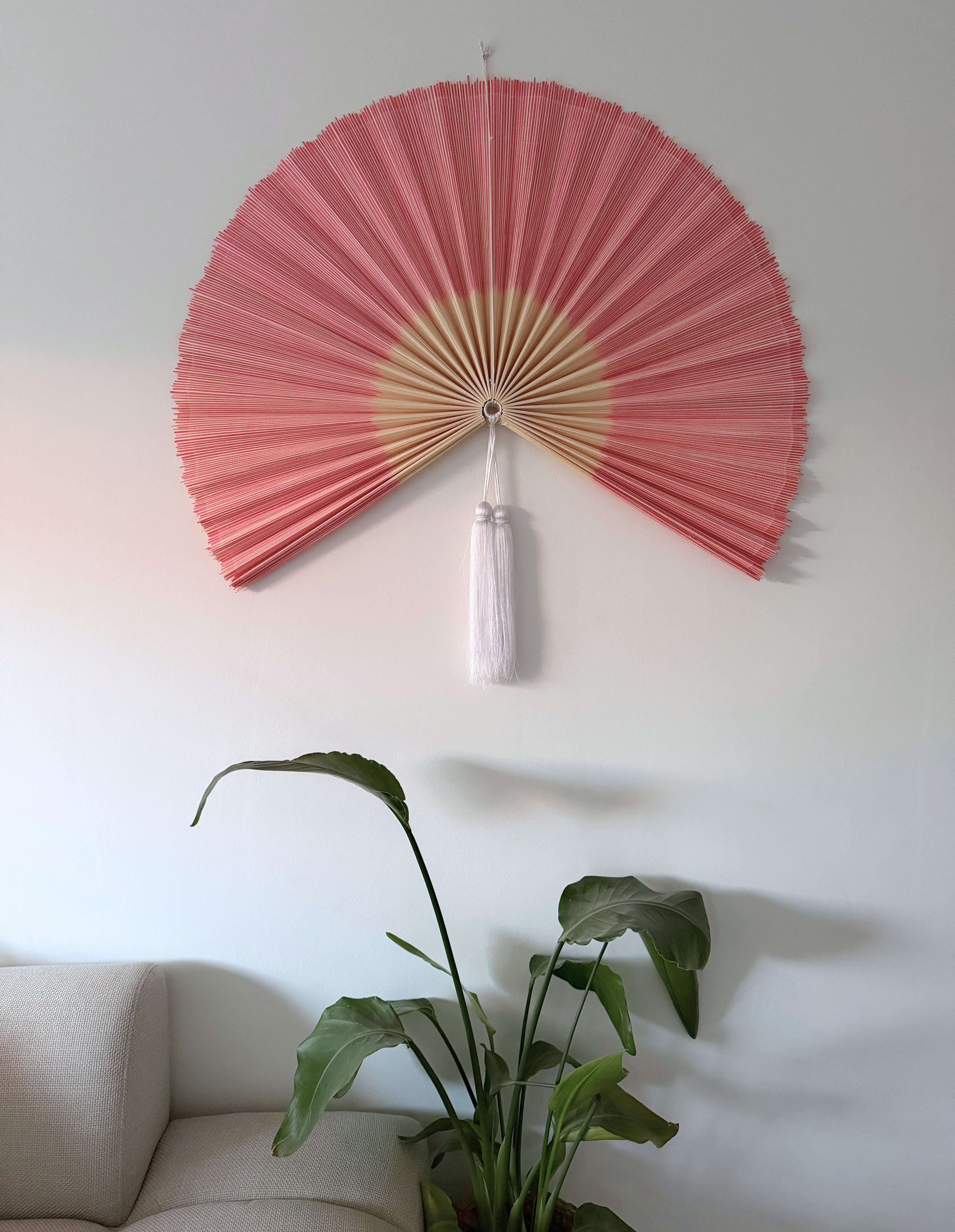 Saga Bambusvifte Rosa Hvid Kvast - Limited