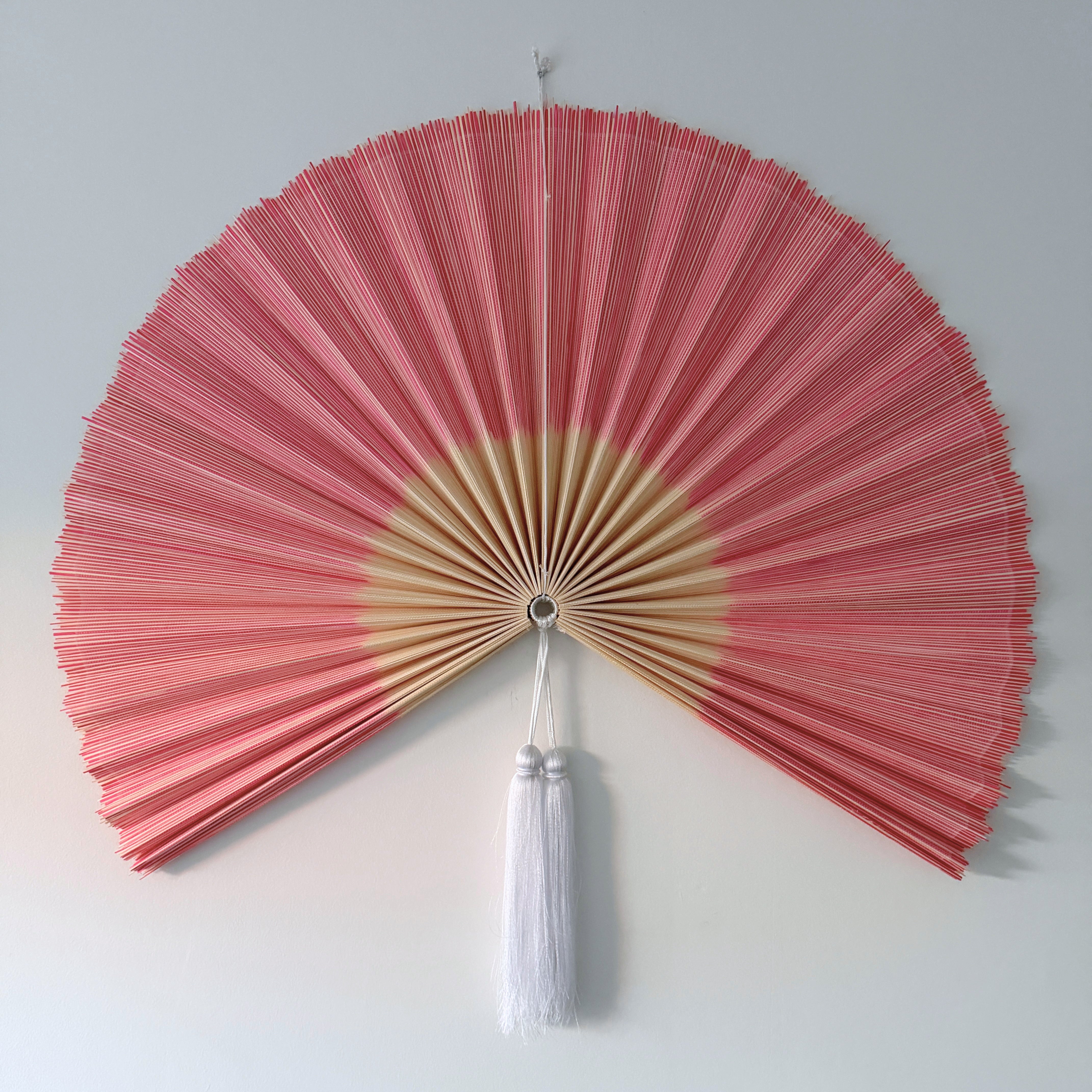 Saga Bambusvifte Rosa Hvid Kvast - Limited