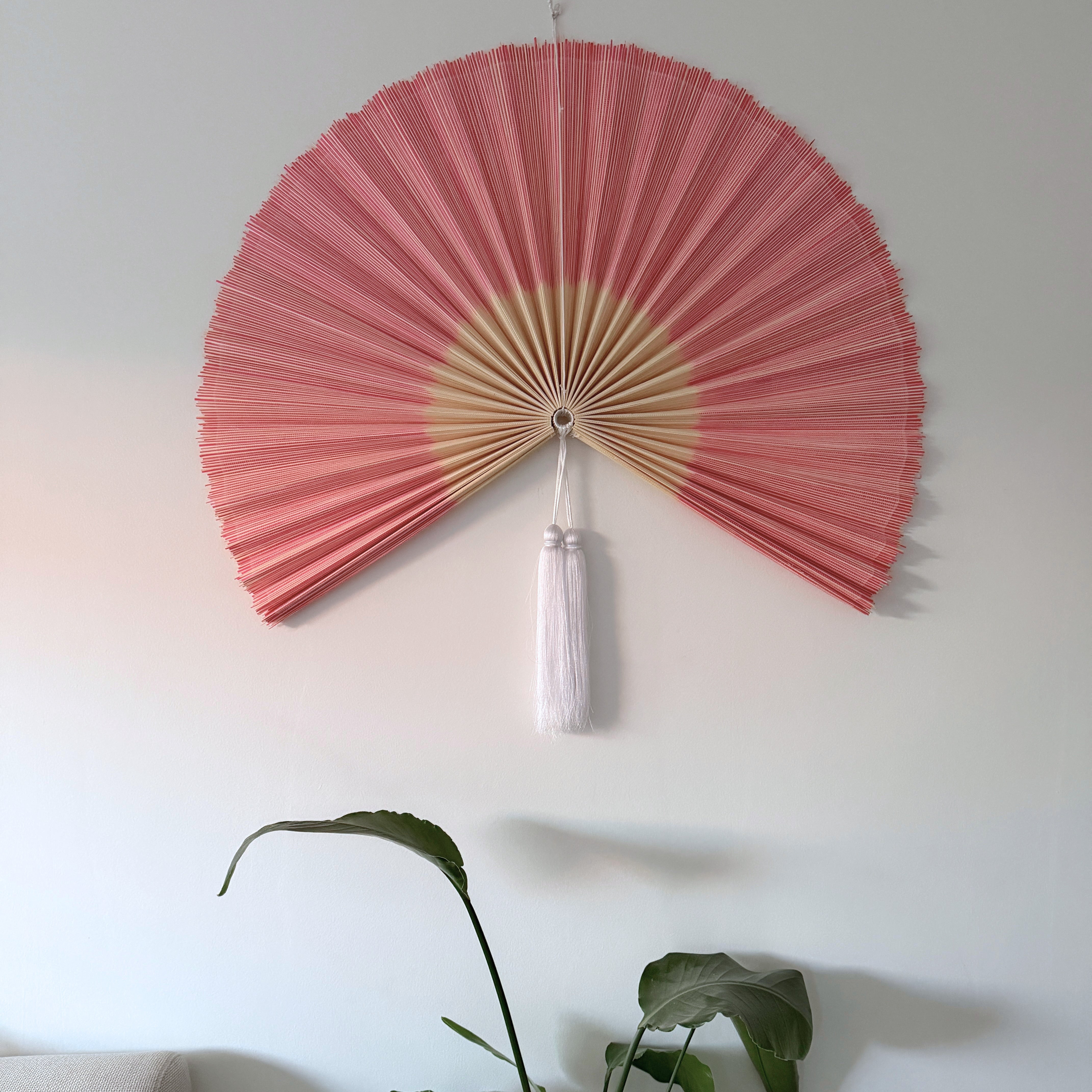Saga Bambusvifte Rosa Hvid Kvast - Limited
