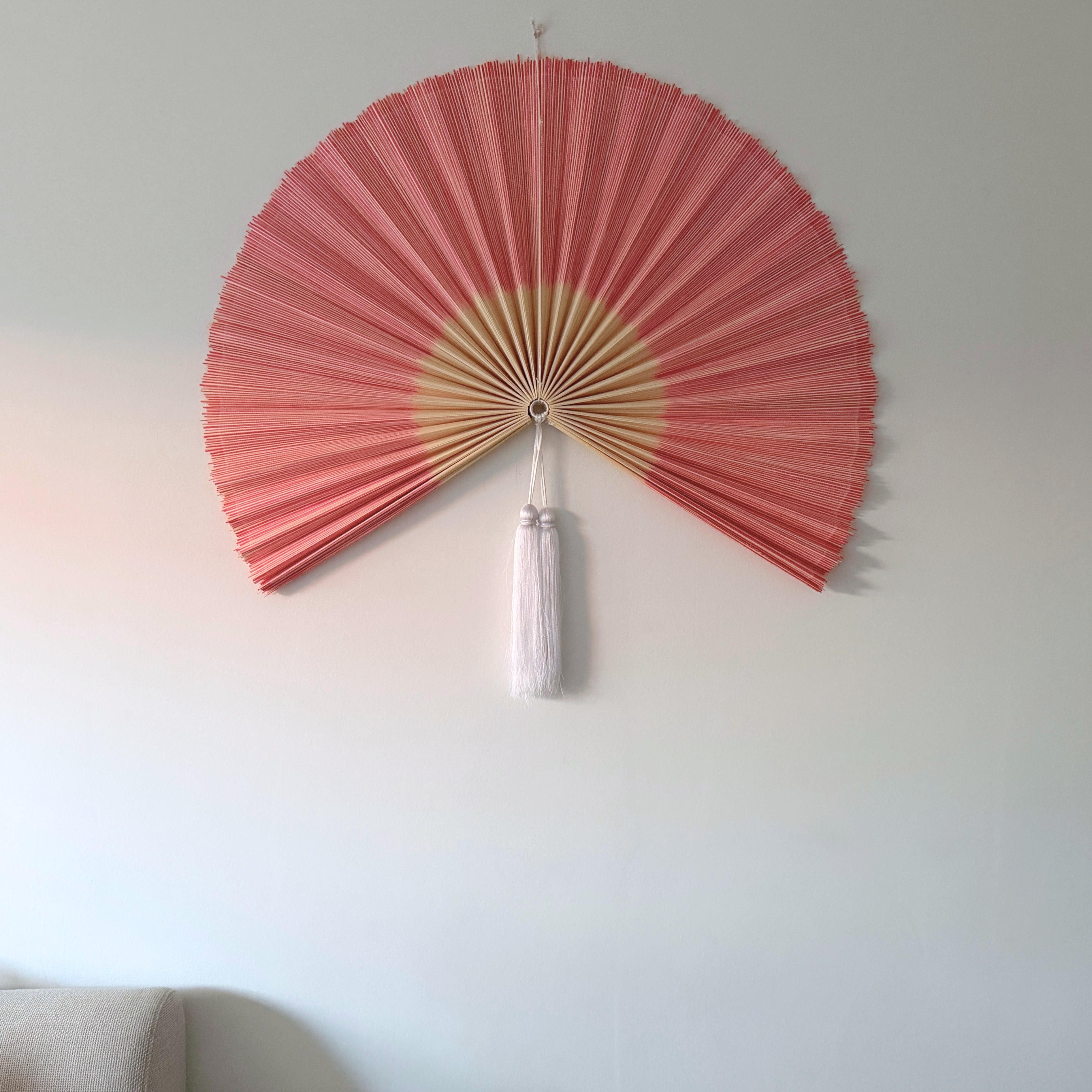 Saga Bambusvifte Rosa Hvid Kvast - Limited