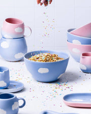 Egg Back Home Cloud Bowl 16 cm – blå keramikskål med hvide skyer til morgenmad og snacks