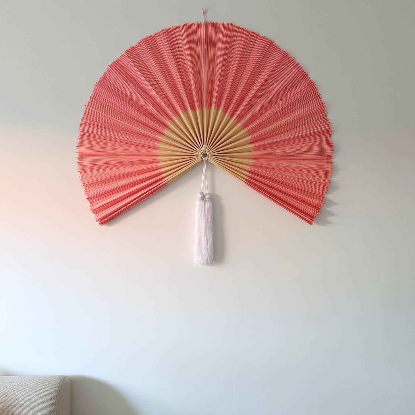 Saga Bambusvifte Rosa Hvid Kvast - Limited