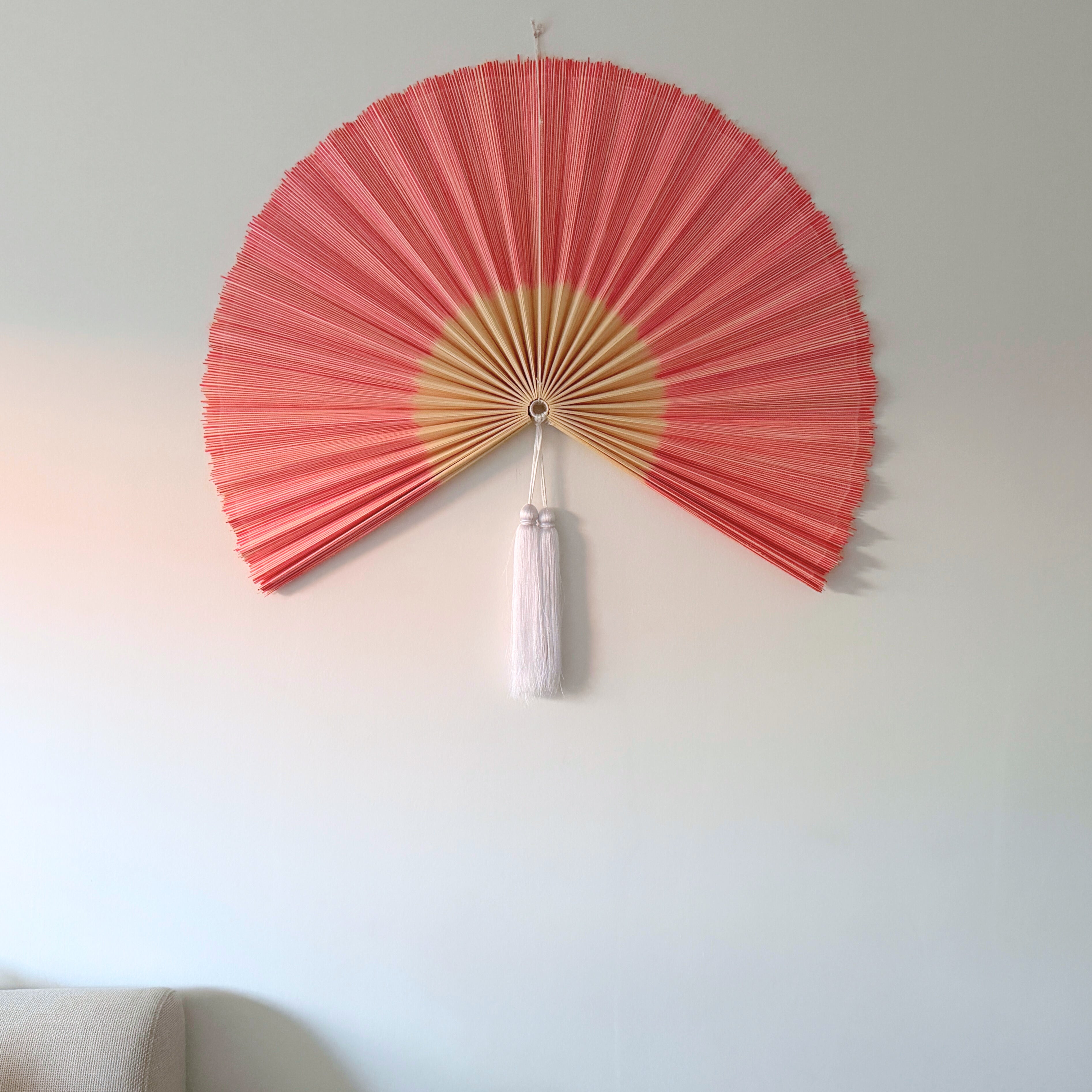 Saga Bambusvifte Rosa Hvid Kvast - Limited