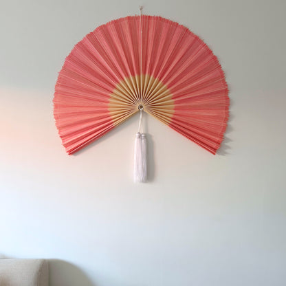 Saga Bambusvifte Rosa Hvid Kvast - Limited